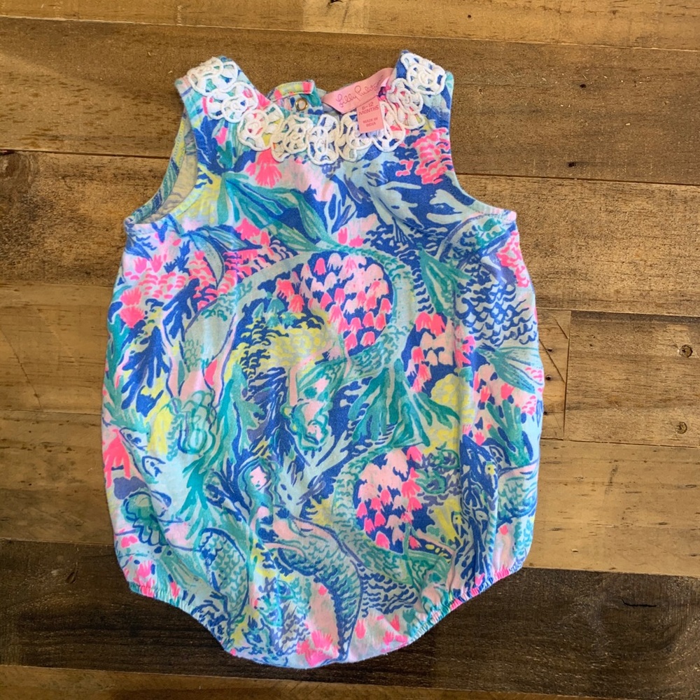 Lilly Pulitzer romper jumpsuit crochet neckline
